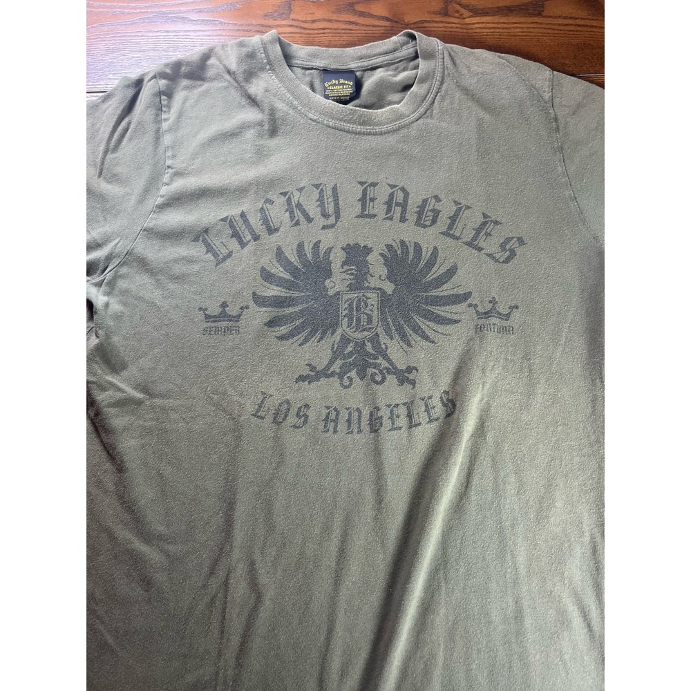 Lucky Brand Eagle Graphic T-Shirt L Green Graphic Classic Fit Cotton TShirt